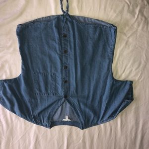 Denim button down tie top